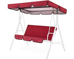 Comfortabele Tuin Hangstoel met Waterdichte Bescherming, Kussens en Zonnescherm voor 3-Zits Patio Schommelstoel