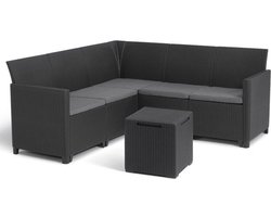 Comfortabele Tuin Hoekbank Set met Kussen en bijzettafel