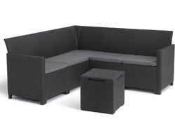 Comfortabele Tuin Hoekbank Set met Kussen en bijzettafel