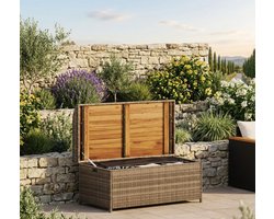 Comfortabele Tuinbank met Opbergruimte 100x50x52 cm – Duurzaam Polyrotan & Acaciahout – Perfect voor Balkon, Tuin of Terras