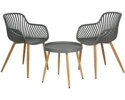Comfortabele Tuinset 3-delig - 2 kuipstoelen+tafel - Grijs