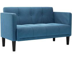 Comfortabele Tweezitsbank Fluweel Blauw Salon Zitmeubel