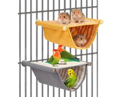 Comfortabele Vogelhangmat en Bunk Bed - 2 Stuks voor Parkieten en Kleine Vogels - Warme Slaapplaatsen en Nestaccessoires voor Kooi en Hamster