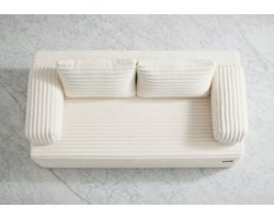 ComfortFold Luxe 3-in-1 Slaapbank – Beige Corduroy Vloerbank met Slaapfunctie – Inklapbare Logeerbed Bank voor Kleine Ruimtes – Zonder Montage - Casa Serena
