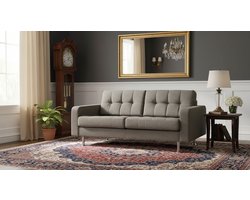 ComfortLine Luxe 2-Zitsbank – Lichtbruin – Moderne Stoffen Bank met Metalen Poten – Scandinavisch Design – Compacte en Comfortabele Bank voor Woonkamer, Slaapkamer of Kantoor – 166 x 92 x 65 cm | Ganeey®