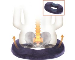 ComfortPlus Orthopedisch Donutkussen van Traagschuim - Veelzijdig Gebruik voor Stoel, Rolstoel & Auto - Wasbare Hoes & Anti-Slip - Marineblauw