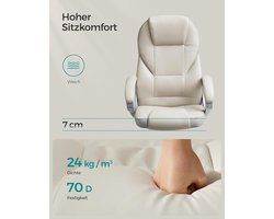 ComfortPro Luxe Bureaustoel – Ergonomische Leren Stoel – Verstelbare Hoogte & Kantelfunctie – Draaibare Executive Stoel met Armleuningen – Comfortabele Werk- & Gamingstoel – Crème Wit Alta