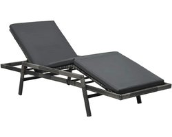 ComfortRattan Verstelbaar Tuinligbed met Rugleuning en Voetensteun 74 x 196 x 41,5 cm Poly Rattan Ligstoel