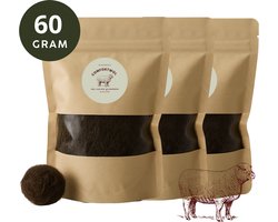 Comfortwol - Wandelwol 60 gram - Bruin - 100% natuurlijke Antidruk wol - Voetwol voor blaren, hielspoor & likdoorns – Rijk aan lanoline –Wandelwol voor voeten - Pieterpad & Vierdaagse - Schapenwol
