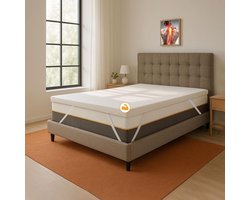 Comfy Line Matrasbeschermer voor tweepersoonsbed, van polyurethaanschuim, 5,5 cm, vervangende hoes met gecertificeerd rubber, gemaakt in Italië