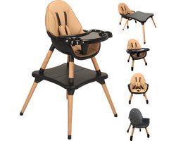 ComfyKidz® 5-in-1 Kinderstoel met Tafel | Verstelbare Baby- en Peuterstoel | Kinderzetel | Meegroei stoel | Moderne Design Eetstoel voor Kinderen | Geschikt voor 6m+ tot 5 jaar | Beige/Zwart