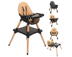 ComfyKidz® 5‑in‑1 Kinderstoel met Speeltafel | Eén Stoel, Vijf Mogelijkheden | Verstelbare Meegroeistoel Baby & Peuter | Voor Tuin, Balkon & Terras | Vanaf 6 Maanden tot 5 Jaar | Bruin/Zwart | Multiseat Mocha