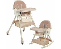 ComfyKidz® Inklapbare 4 in 1 Kinderstoel met Schommelfunctie - Met Voetensteun - Premium Meegroeistoel - 0 tot 5 Jaar - Kinderstoeltje- Peuterstoel - Baby Eetstoel met Wieltjes - Roze