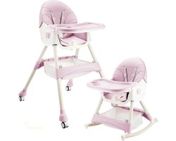 ComfyKidz® Inklapbare 4-in-1 Kinderstoel met Schommelfunctie - Premium Meegroeistoel 0 tot 5 Jaar - Kinderstoeltje- Peuterstoel - Baby Eetstoel met Wieltjes - Roze