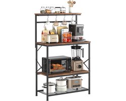 COMHOMA - Bakkerskasten - Keukenkast met 4 Planken - 80x40x126cm - Vintage Bruin