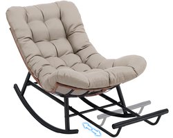 COMHOMA - Grote Schommelstoel - Met Extra Dik Zitkussen voor Binnen en Buiten - Lichtbruin