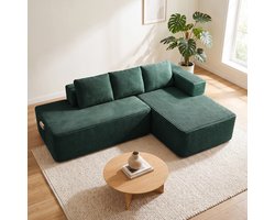 COMHOMA - Hoekbank 228 cm - Corduroy L-vorm met Slaapfunctie - Groen-L