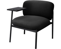 COMHOMA - Loungestoel Fauteuil - Moderne Gestoffeerd met Metalen Poten - Zwart
