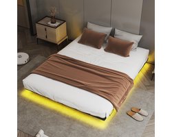 COMHOMA - Metalen Bedframe 140x200 cm - Met LED en App Bediening - Zwart