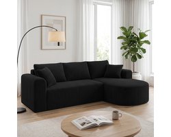 COMHOMA - Modulaire Hoekbank 263 cm - Corduroy L-vorm Slaapbank - Zwart