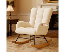 COMHOMA - Oorfauteuil Teddypluche - Schommelstoel Tot 150 kg - Beige