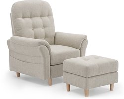 COMHOMA - Relaxstoel met Ligfunctie - Chenille met Hocker en 4-stand Rug - Beige