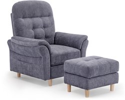 COMHOMA - Relaxstoel met Ligfunctie - Chenille met Hocker en 4-stand Rug - Grijs