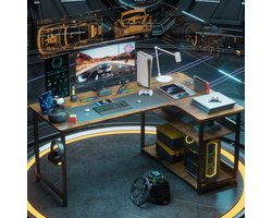 COMHOMA - Schrijftafel met Plank - Hoekbureau met USB en Stopcontact - 120 cm