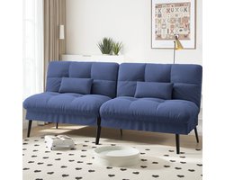 COMHOMA - Sofa Slaapbank - Futon Klapbank met Verstelbare Rugleuning - Blauw