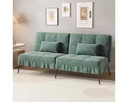 COMHOMA - Sofabed Slaapfunctie - Omvormbare Hoekbank in Corduroy - Groen