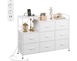 Commode, 8-ladige commode, stoffen laden met uittrekbare geleiders, voor slaapkamer, hal, woonkamer, kinderkamer (wit)