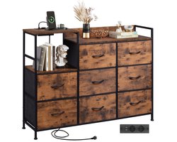 Commode, 8-ladige commode, stoffen lades met uittrekbare geleiders, voor de slaapkamer, hal, woonkamer, kinderkamer (bruin)