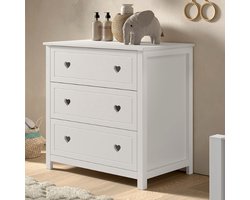 Commode Amori met 3 lades - dennenhout - wit