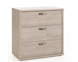 Commode Benja Eiken - Breedte 88 cm - Hoogte 89 cm - Diepte 46 cm - Met lades - Zonder deuren