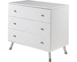 Commode Billy 100x57x89cm 3 lades - wit/goud