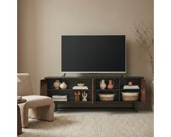 Commode Boxholm 160x30x57 cm zwart en walnootkleurig [en.casa]