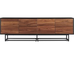 Commode Boxholm dressoir 180x30x56 cm zwart en walnootkleurig [en.casa]
