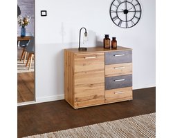 Commode CHICAGO Wotan eiken/donker beton, 4 lades, 1 deur