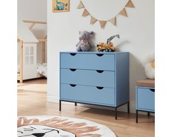 Commode Colwyn met 3 lades 78x80x40 cm blauw [en.casa]