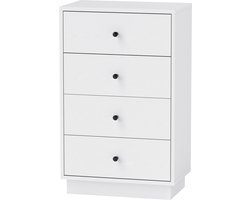 Commode - dressoir met 4 laden-gemaakt van bewerkt hout in een moderne stijl-47 x 29 x 75cm-wit