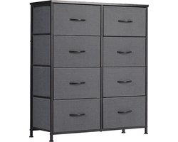 Commode - kast - opbergkast, 8 laden van stof met handgrepen - metalen frame ladenkast - grijs