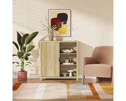 Commode Lukkodso 82x75x30 cm eikenkleurig middellicht [en.casa]