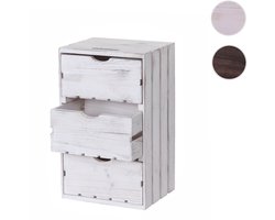 Commode MCW-C62, ladekast houten kist, shabby-look vintage 3 lades 53x32x26cm ~ wit