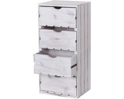 Commode MCW-C62, ladekast houten kist, shabby-look vintage, 4 lades 70x32x26cm ~ wit