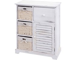 Commode MCW-H21, kast met laden, massief houten mandlade 80x60x30cm ~ shabby wit