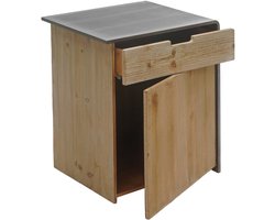 Commode MCW-L76, nachtkastje bijzettafel, industrieel massief hout MVG-gecertificeerd 60x50x40cm, naturel met metalen look