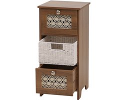 Commode MCW-O75, ladekast, 3 laden, mandladen, hout, melamine, 63x30x30 cm ~ bruin