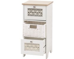 Commode MCW-O75, ladekast, 3 laden, mandladen, hout, melamine, 63x30x30 cm ~ naturel-wit