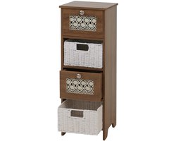 Commode MCW-O75, ladekast, 4 laden, mandladen, hout, melamine, 82x30x30 cm ~ bruin