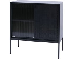 Commode MCW-O90, kast, dressoir, highboard, industriële opbergvakken, schuifdeuren, metaal, 85x80x45 cm ~ zwart